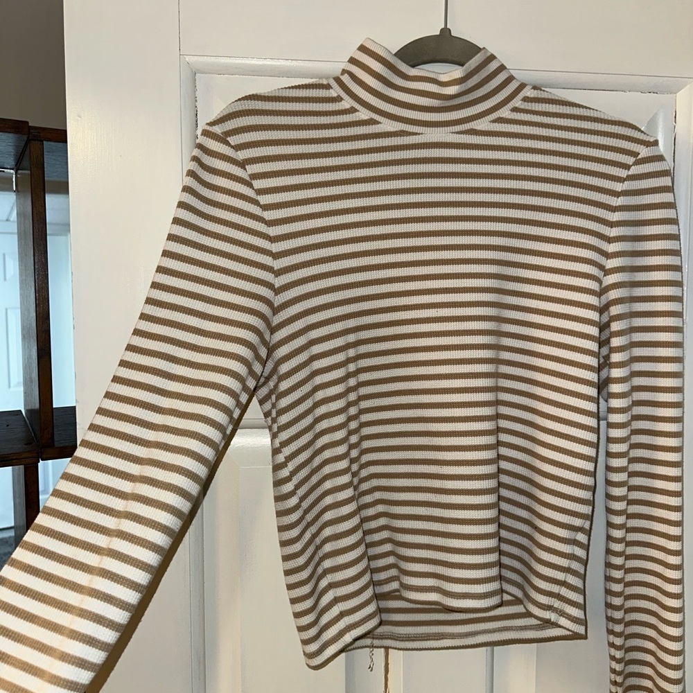 American Eagle Outfitters Brown and White Striped Top